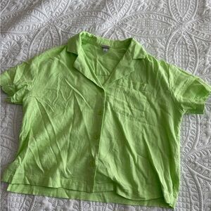 A New Day Vibrant Green linen top